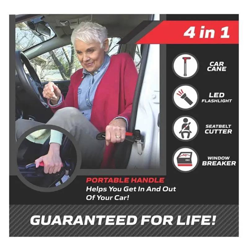 Drundy Car Handle 4 in 1 (Handle Aid, Escape Hammer, Seatbelt Cutter, LED Flashlight)